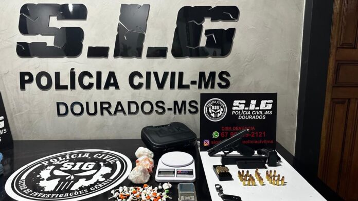 Polícia Civil prende traficante e apreende drogas e arma de Polícia Civil prende traficante e apreende drogas e arma de fogo em Dourados