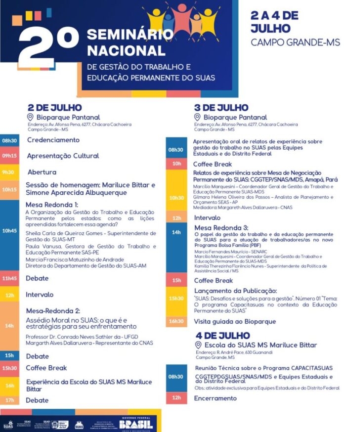 Seminário nacional de educação permanente e gestão do trabalho no Seminário nacional de educação permanente e gestão do trabalho no SUAS começa amanhã na Capital