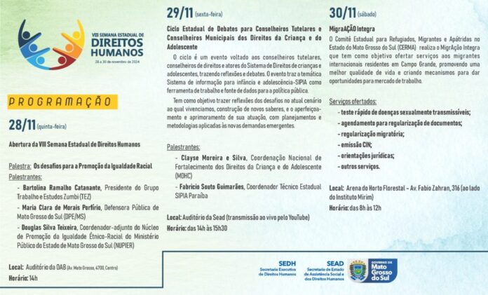 Semana Estadual de Direitos Humanos de MS tem foco na Semana Estadual de Direitos Humanos de MS tem foco na igualdade racial e na proteção de crianças e adolescentes