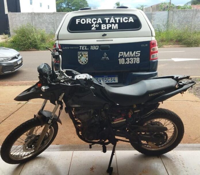Operação Boas Festas: Polícia Militar em Três Lagoas recupera motocicleta Operação Boas Festas: Polícia Militar em Três Lagoas recupera motocicleta furtada