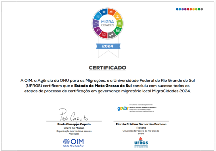 Com boas práticas na área dos direitos humanos, Mato Grosso do Sul renova certificação com o selo MigraCidades