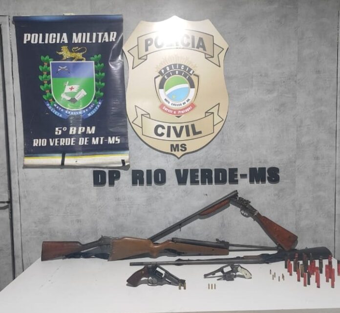 Em Rio Verde de Mato Grosso a Polícia Militar e Polícia Civil realizam operação e apreendem armas de fogo em cumprimento de mandados