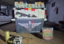 Ação conjunta da PMR e Polícia Federal apreende 88 kg de cocaína, R$ 1,7 milhão em dinheiro e fuzil em Ponta Porã