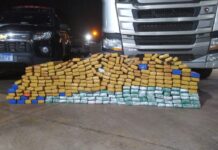 Forças de segurança interceptam carreta com grande carga de drogas em Três Lagoas