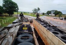 DOF apreende duas carretas carregadas com mais de R$ 1 milhão em pneus