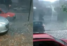 Granizo destrói telhados e danifica carros durante temporal em MS