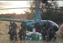 Helicóptero com quase 346 quilos de cocaína é interceptado em operação policial em Campo Grande