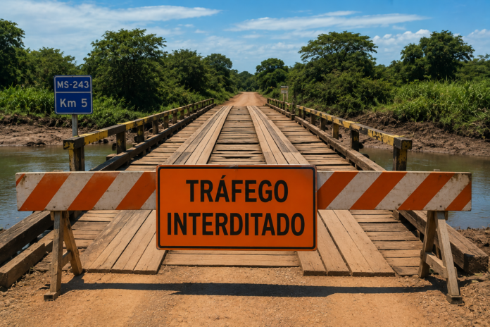 Atenção motoristas: tráfego da ponte sobre vazante 1 do rio Tereré, na MS-243, ficará interditado no fim de semana